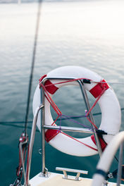 Close up of life ring on a boat