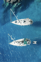 Two sailing boats at anchor