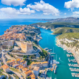 Vue aérienne de la ville de Bonifacio en Corse, France