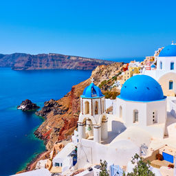 Panoramic view of Santorini in Greece