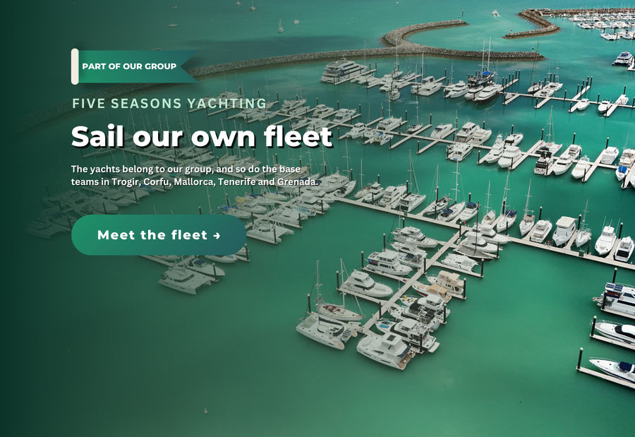 Five Seasons Yachting charter fleet moored at a marina