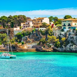 Catamaran in a picturesque bay of Mallorca